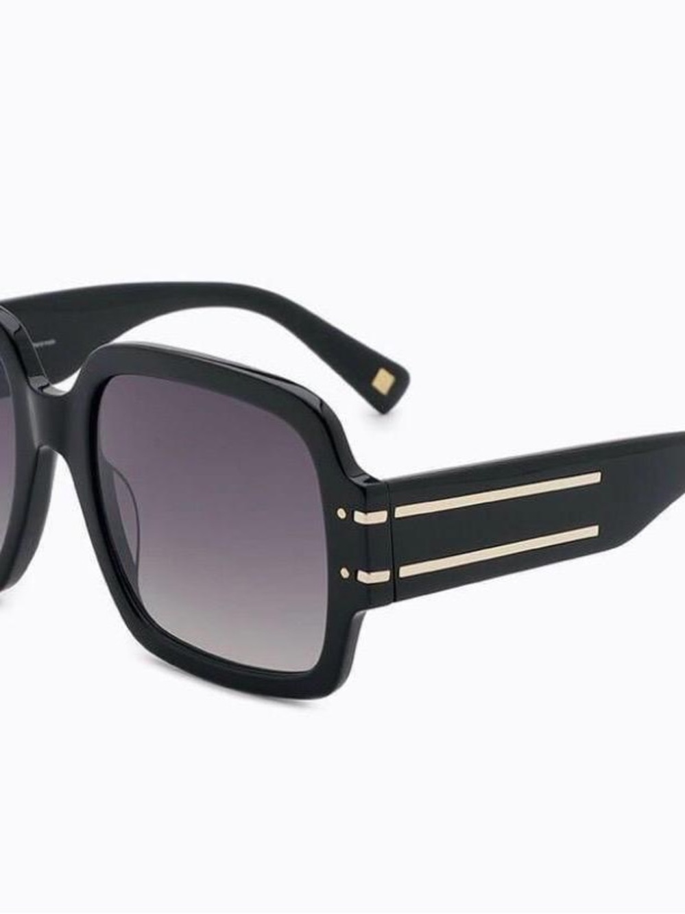Carolina Lemke Suri Shiny Black Frame Sunglasses with Gold Accent Luxury Case